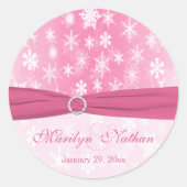 Roze en witte sneeuwvlokken Sticker (Voorkant)