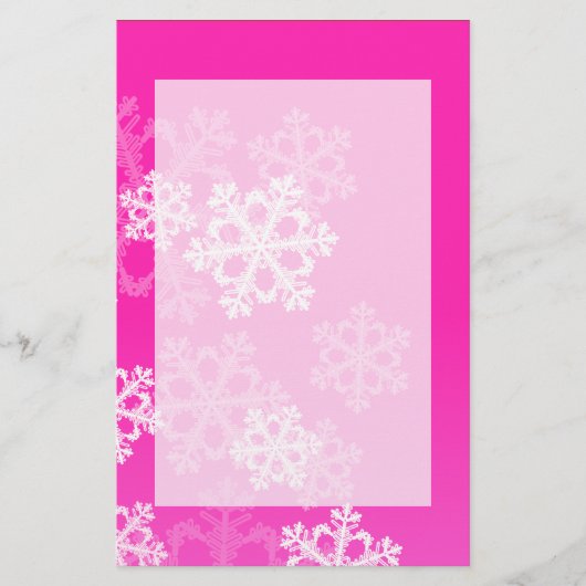 Roze en witte sneeuwvlokken voor kerstmis briefpapier (Voorkant)