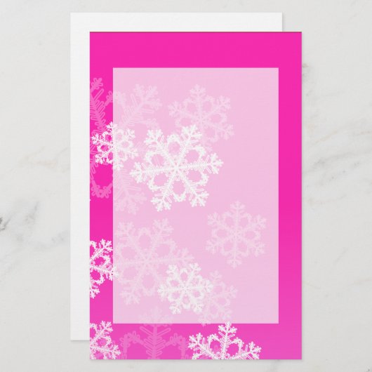 Roze en witte sneeuwvlokken voor kerstmis briefpapier (Voorkant / Achterkant)