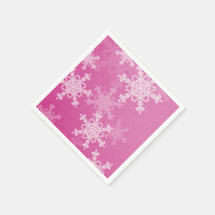 Roze en witte sneeuwvlokken voor kerstmis servet