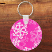 Roze en witte sneeuwvlokken voor kerstmis sleutelhanger (Voorkant)