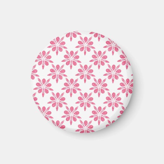  roze en witte sneeuwvlokpatroon magneet (Voorkant)
