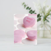 Roze en witte Snoep Harten Kus Me Heart Sjabloon Briefkaart (Staand voorkant)