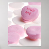 Roze en witte Snoep Harten Kus Me Heart Sjabloon Poster (Voorkant)
