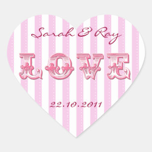 Roze en witte Snoep streep liefde sticker