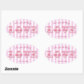 Roze en witte Snoep streep liefde sticker (Vel)