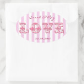 Roze en witte Snoep streep liefde sticker (Tas)