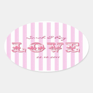 Roze en witte Snoep streep liefde sticker