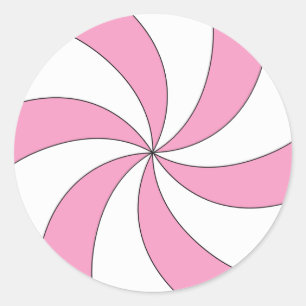 Roze en witte Snoep ticker Ronde Sticker