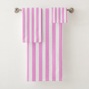 Roze en witte snoepjes strepen bad handdoek