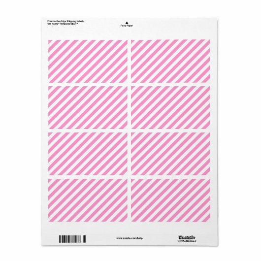 Roze en witte Snoepjes strepen. Etiket (Full Sheet)