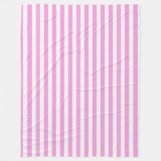 Roze en witte snoepjes strepen fleece deken (Voorkant)