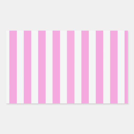 Roze en witte snoepjes strepen rechthoekige sticker (Voorkant)