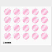 Roze en witte Snoepjes strepen. Ronde Sticker (Vel)