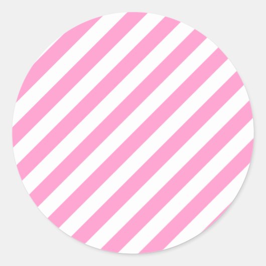 Roze en witte Snoepjes strepen. Ronde Sticker (Voorkant)