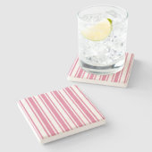 Roze en witte snoepjes strepen stenen onderzetter (Zijkant)