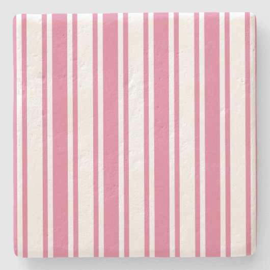 Roze en witte snoepjes strepen stenen onderzetter (Voorkant)