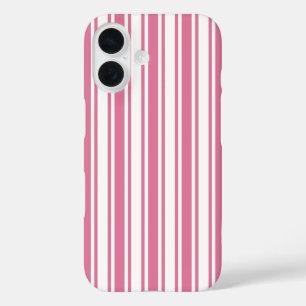 Roze en witte snoepstrepen iPhone 16 hoesje