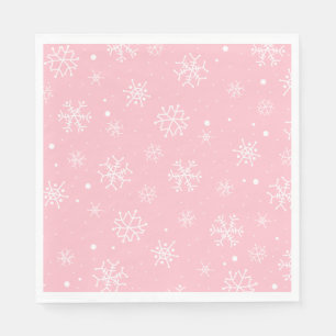 Roze en witte snowflakes Napkins Servet