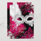 Roze en witte sparkle Masquerade Sweet 16 Kaart (Voorkant / Achterkant)
