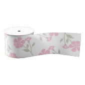 Roze en Witte Speelse Bloemmotief Grosgrain Lint (Spoel)
