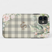 Roze en witte speldenham Tan Floral Monogram Case-Mate iPhone Case (Achterkant (horizontaal))