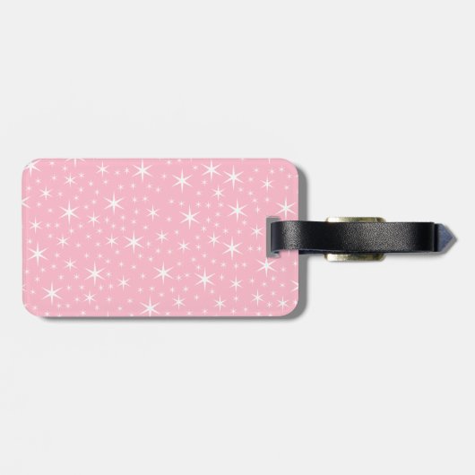 Roze en witte Star Pattern. Bagagelabel (Achterkant horizontaal)