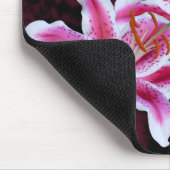 Roze en witte Stargazer Lily Sluiten Foto Muismat (Hoek)