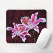 Roze en witte Stargazer Lily Sluiten Foto Muismat (Met muis)