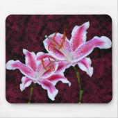 Roze en witte Stargazer Lily Sluiten Foto Muismat (Voorkant)