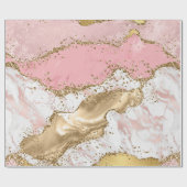 Roze en Witte Steen met Gouden Glitters Agate Cadeaupapier (Vlak)