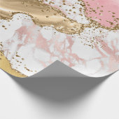 Roze en Witte Steen met Gouden Glitters Agate Cadeaupapier (Hoek)
