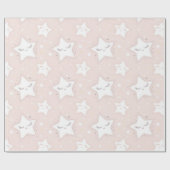 Roze en witte sterren Baby shower Patterns Cadeaupapier (Vlak)