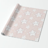 Roze en witte sterren Baby shower Patterns Cadeaupapier (Uitgerold)