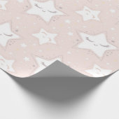 Roze en witte sterren Baby shower Patterns Cadeaupapier (Hoek)