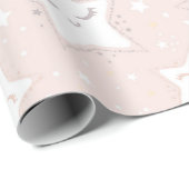 Roze en witte sterren Baby shower Patterns Cadeaupapier (Rol Hoek)