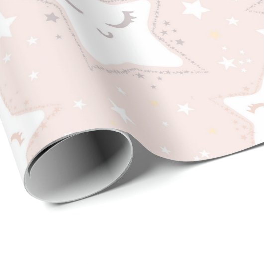 Roze en witte sterren Baby shower Patterns Cadeaupapier (Rol Hoek)