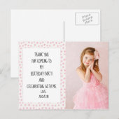 Roze en witte sterren Birthday Dank je Briefkaart (Voorkant / Achterkant)