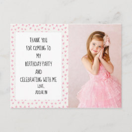 Roze en witte sterren Birthday Dank je Briefkaart