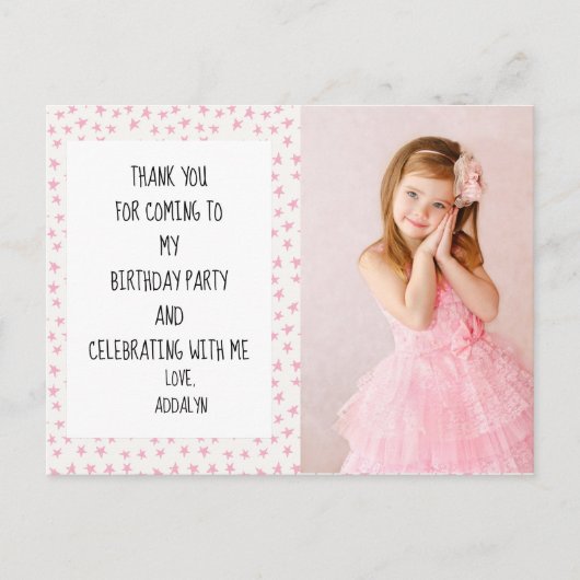 Roze en witte sterren Birthday Dank je Briefkaart (Voorkant)