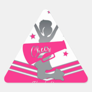 Roze en Witte Sterren Cheer Cheerleading Feestje Sticker