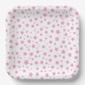 Roze en witte sterren Whimsical Celestial Party Papieren Bordje (Voorkant)