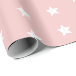 Roze en Witte Sterrenpatroon Cadeaupapier