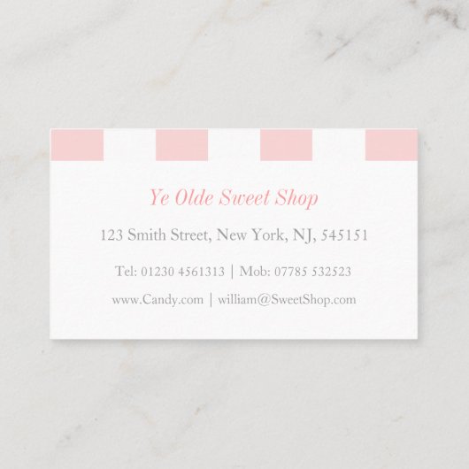  roze en witte stijl - Visitekaartje (Achterkant)