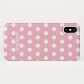 Roze en witte stip Gepersonaliseerde naam Case-Mate iPhone Case (Achterkant (horizontaal))