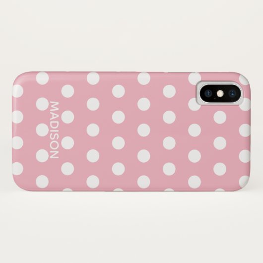 Roze en witte stip Gepersonaliseerde naam Case-Mate iPhone Case (Achterkant (horizontaal))