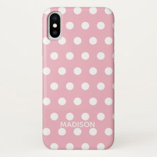 Roze en witte stip Gepersonaliseerde naam Case-Mate iPhone Case