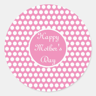 Roze en witte stip Polka Ronde Sticker