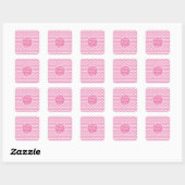 Roze en witte stip Polka Vierkante Sticker (Vel)