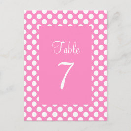 Roze en Witte Stip Tafel Nummer Ansichtkaart Briefkaart